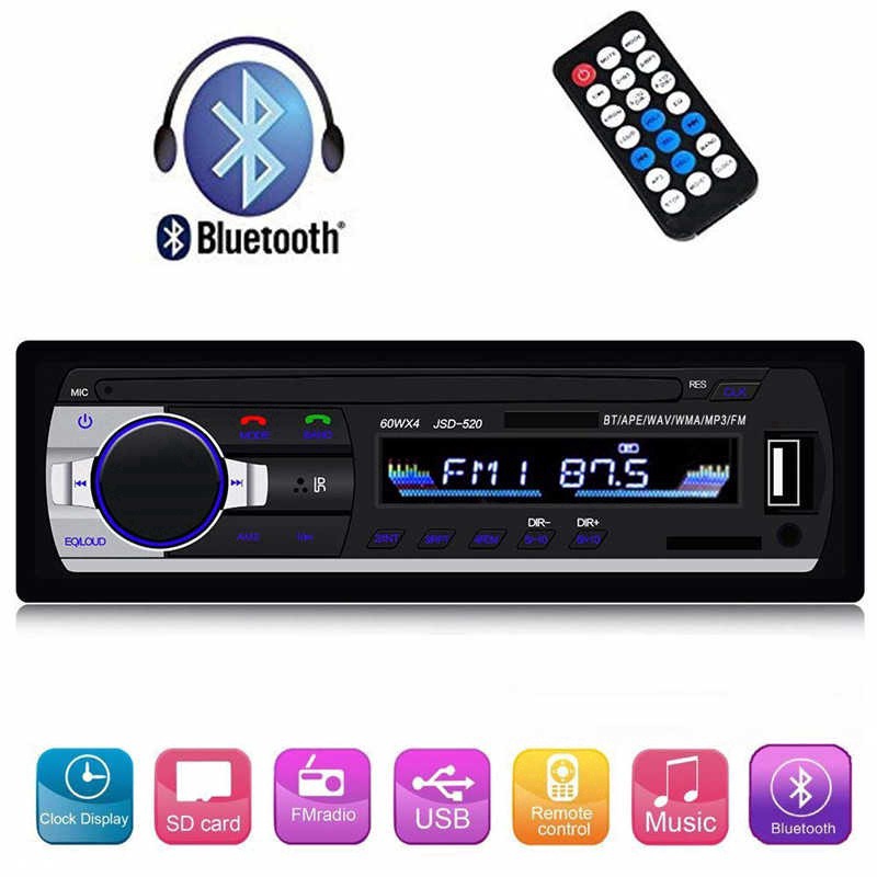 Đầu phát âm thanh nổi trên xe hơi Bluetooth Radio Đầu phát nhạc MP3 FM Radio 12V bluetooth V2.0 JSD-520 Thiết bị đa phương tiện Bluetooth cho xe hơi