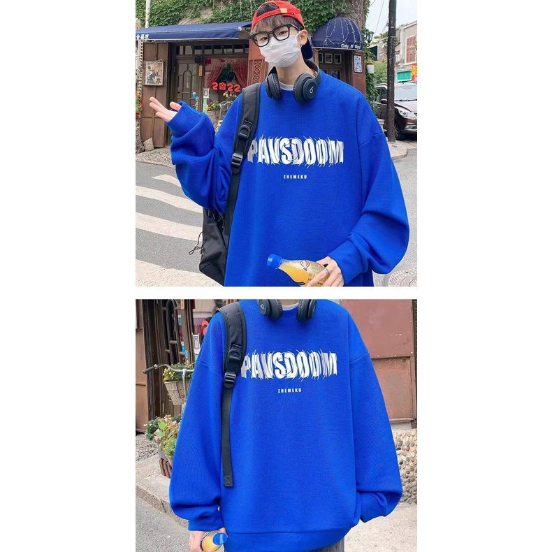 Áo Hoodie Nam Cổ Tròn Dài Tay Dáng Rộng Phong Cách Âu Mỹ