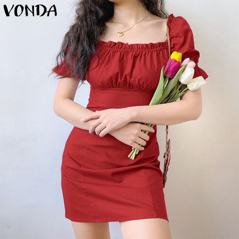 Đầm Bút Chì VONDA Tay Ngắn Cổ Vuông Phong Cách Hàn Quốc | BigBuy360 - bigbuy360.vn