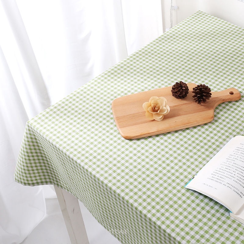 Khăn trải bàn cotton lanh chống bụi họa tiết kẻ sọc màu đen phong cách Bắc Âu