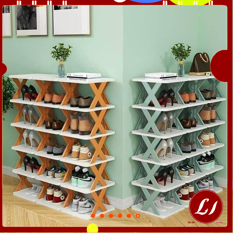 KỆ ĐỂ GIÀY , DÉP hình chữ X 5 TẦNG tiện dung, đa năng kiểu dáng đẹp - labi