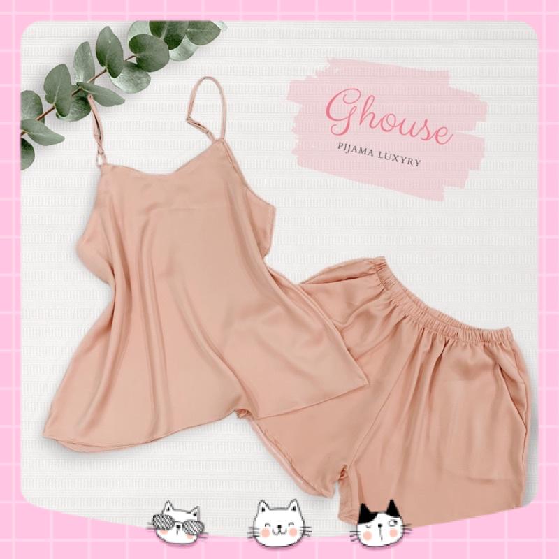 Đồ Ngủ Pijama Lụa Satin, Lụa Tằm Hai Dây Quần Ngắn Siêu Xinh, Tiểu Thư Mềm Mịn, Độc Lạ Khó Tìm, Sang Chảnh Hàn Quốc