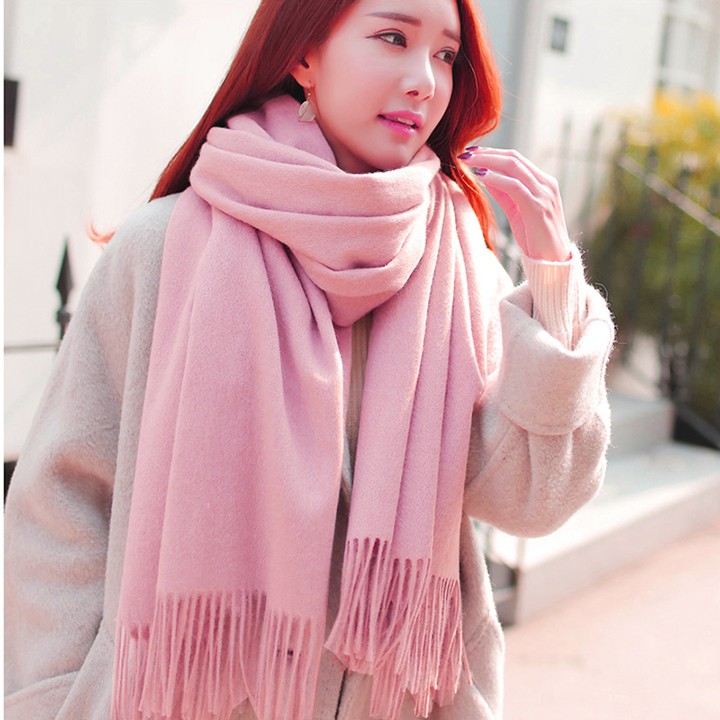 Khăn len choàng cổ chất len dệt mịn - Khăn Cashmere quàng cổ giữ ấm mùa đông nam nữ hàng Quảng Châu loại 1 KTT4