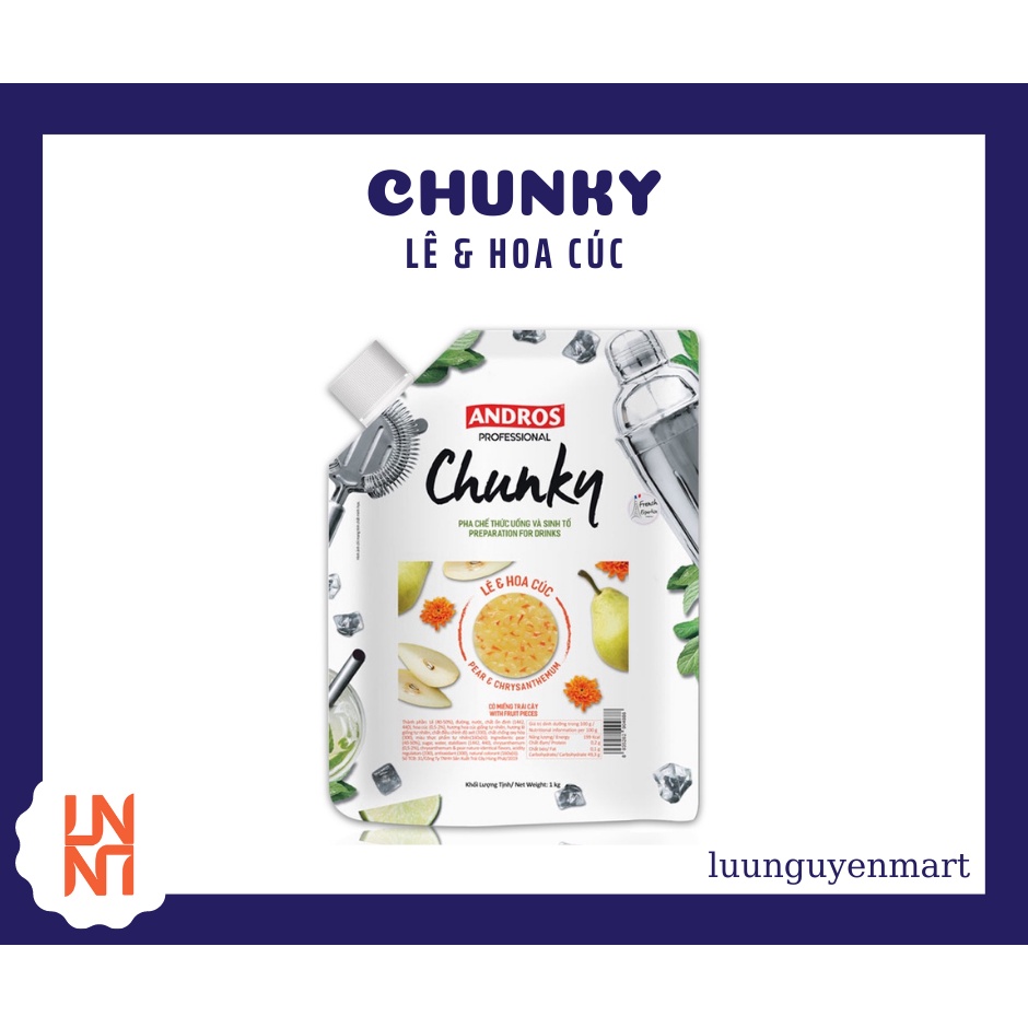 Mứt Trái Cây Pha Chế Chunky Lê & Hoa Cúc Pear & Chrysanthemum Bịch 1kg