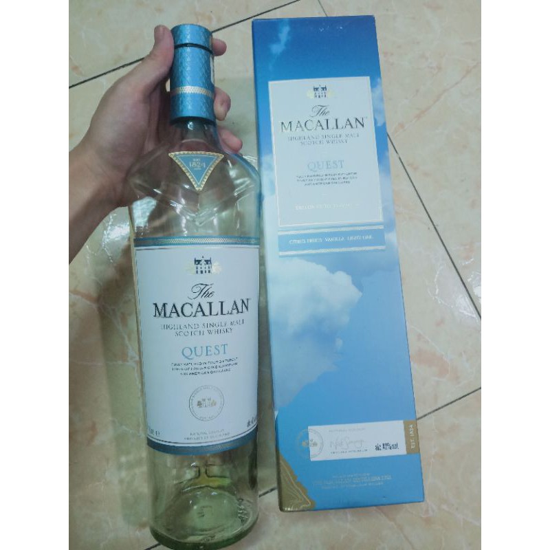 Vỏ chai Macallan Gold, Quest, Lumina full hộp thủy tinh hàng đẹp