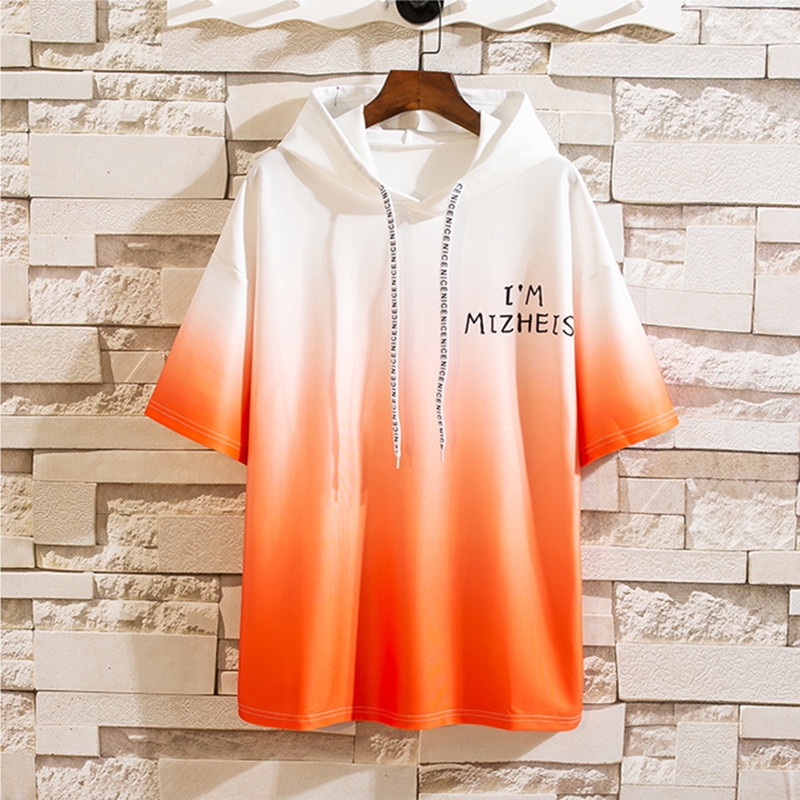 Áo hoodie tay ngắn phối màu in chữ phong cách trẻ trung cho nam | BigBuy360 - bigbuy360.vn