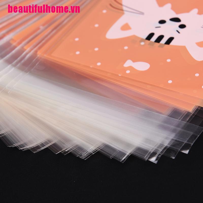 Set 100 Túi Nhựa Đựng Bánh Kẹo In Hình Động Vật Dễ Thương