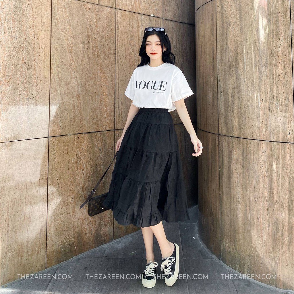 CHÂN VÁY DÀI XÒE NHÚN ZAREEN VAD07 ĐEN | BigBuy360 - bigbuy360.vn