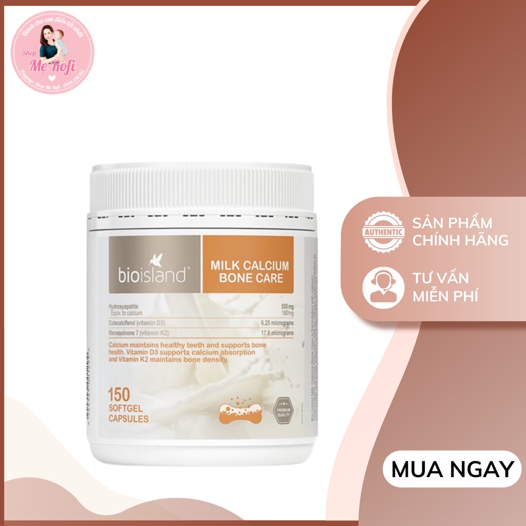 Viên Sữa Milk Calcium Bone Care Bio Island Bổ Sung Canxi Hỗ Trợ Xương Khớp 150 Viên Mẹ Rofi