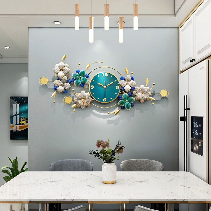 Đồng hồ treo tường hoa mẫu đơn nghệ thuật T3HOME sang trọng trang trí decor phòng khách quà tặng tân gia khai trương