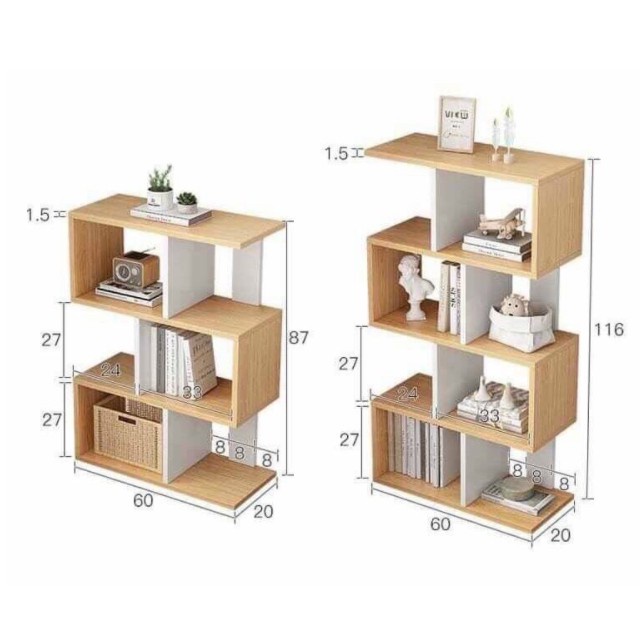 KỆ CHỮ S ĐỂ SÁCH VÀ TRANG TRÍ NHÀ CỬA BẰNG GỖ CHUYÊN SỈ VÀ LẺ