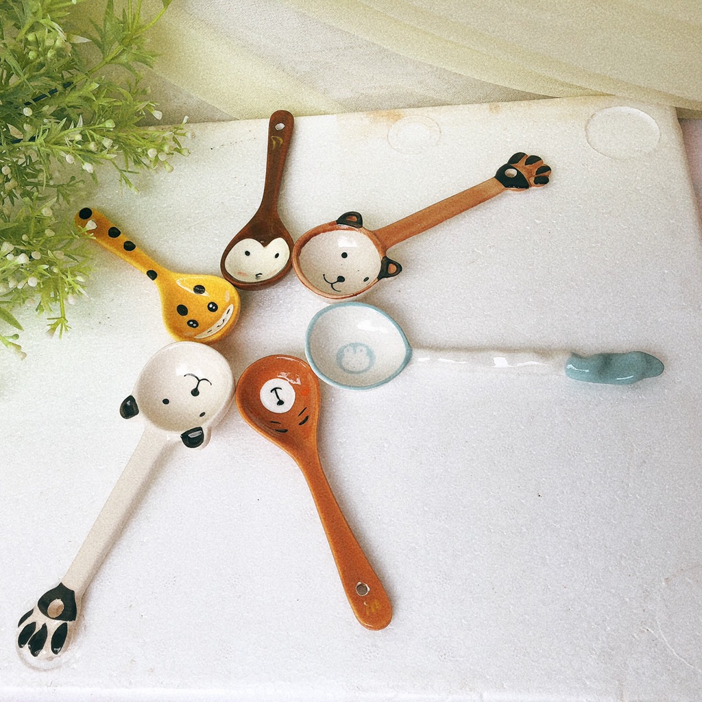 Thìa sứ ăn cơm cho bé ,😘 gốm sứ decor dễ thương, muỗng ăn dặm cho bé siêu đáng yêu.💚🧡