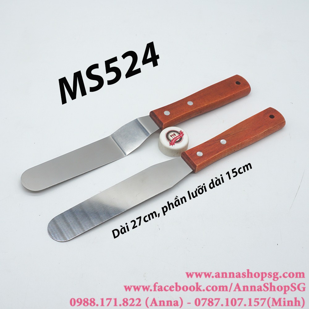 MS524 CÂY CHÀ LÁNG BÁNH KEM CÁN GỖ LƯỠI 15cm