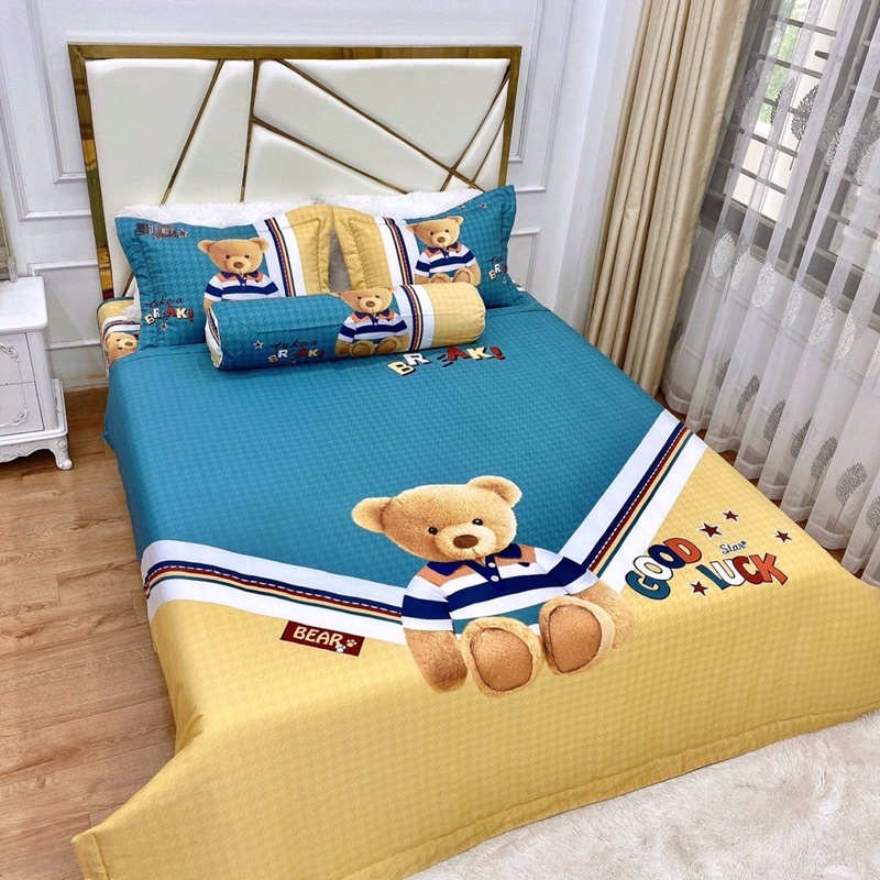 Bộ chăn ga gối cotton living trần bông 5 món