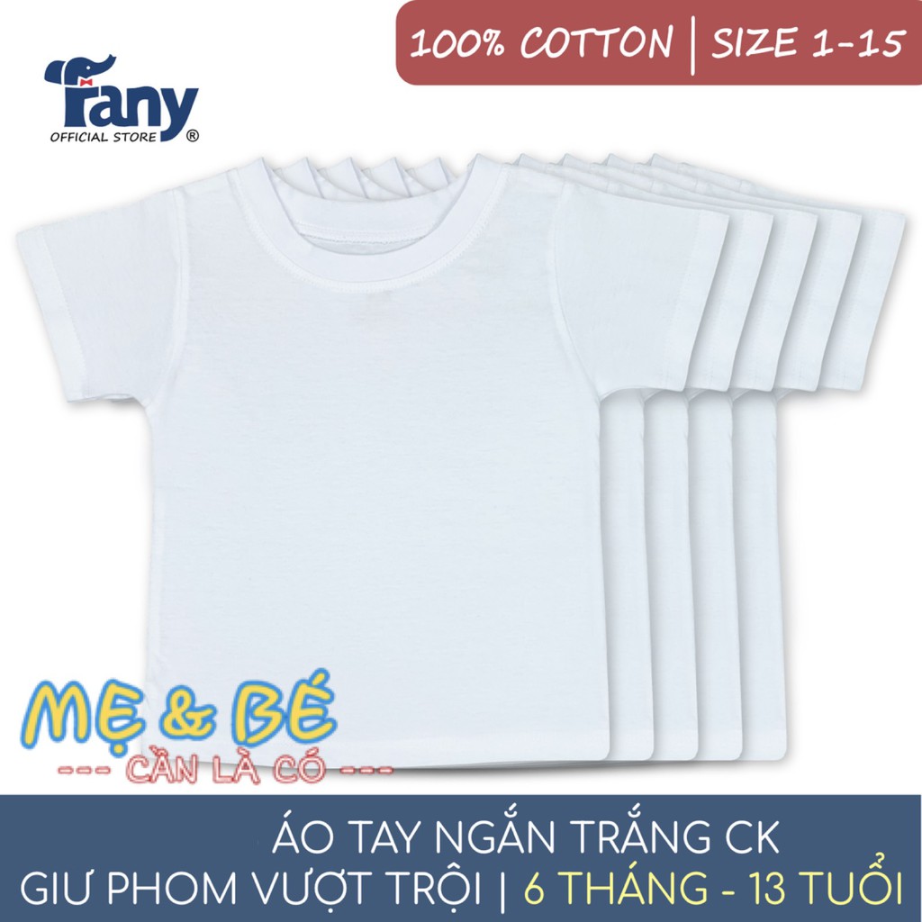 Áo Tay Ngắn Trắng Mặc Nhà Cho Bé FANY