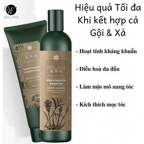 Dầu Gội Cặp Gừng Hà Thủ Ô Ngăn Ngừa Giảm Rụng Tóc Weilaiya - Dầu Gội Xả Thuốc Bắc Giảm Gàu, Kích Thích Mọc Tóc Nhanh