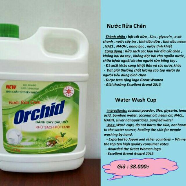 NƯỚC RỬA CHÉN - Orchids ( hương chanh ) nước màu trắng