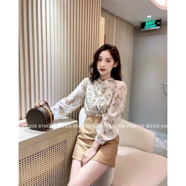 Áo sơ mi nữ tay dài RUBY HOUSE chất liệu tơ hoa nhí mã A63