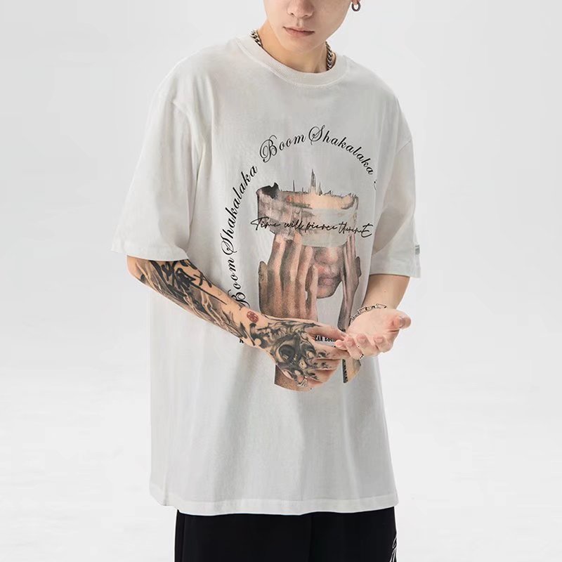 Áo Thun Nam Ngắn Tay Cổ Tròn Thời Trang Châu Âu Size M-8XL