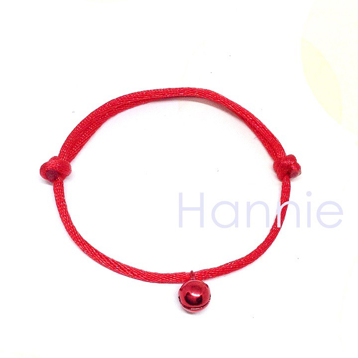 (Bạc/Đỏ/Xanh dương/Xanh lá/Hồng/Tím/Vàng) Vòng tay chỉ đỏ chuông freesize đeo tay nam nữ đơn giản handmade
