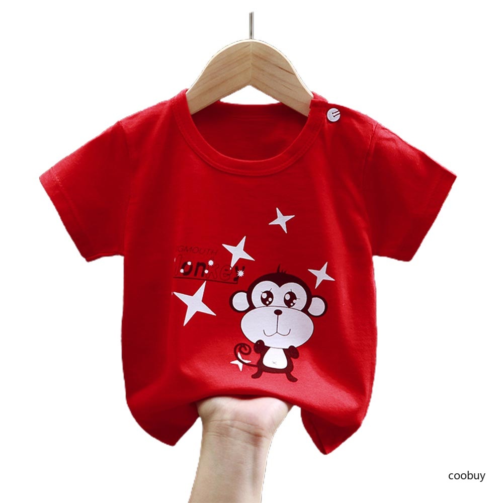 COD Set Áo Thun Tay Ngắn &amp; Quần Short Họa Tiết Hoạt Hình Cho Bé CO