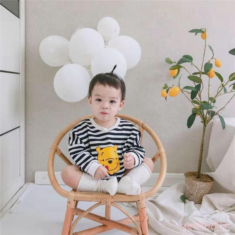 Bộ áo liền quần dài tay sọc ngang cho bé trai và bé gái