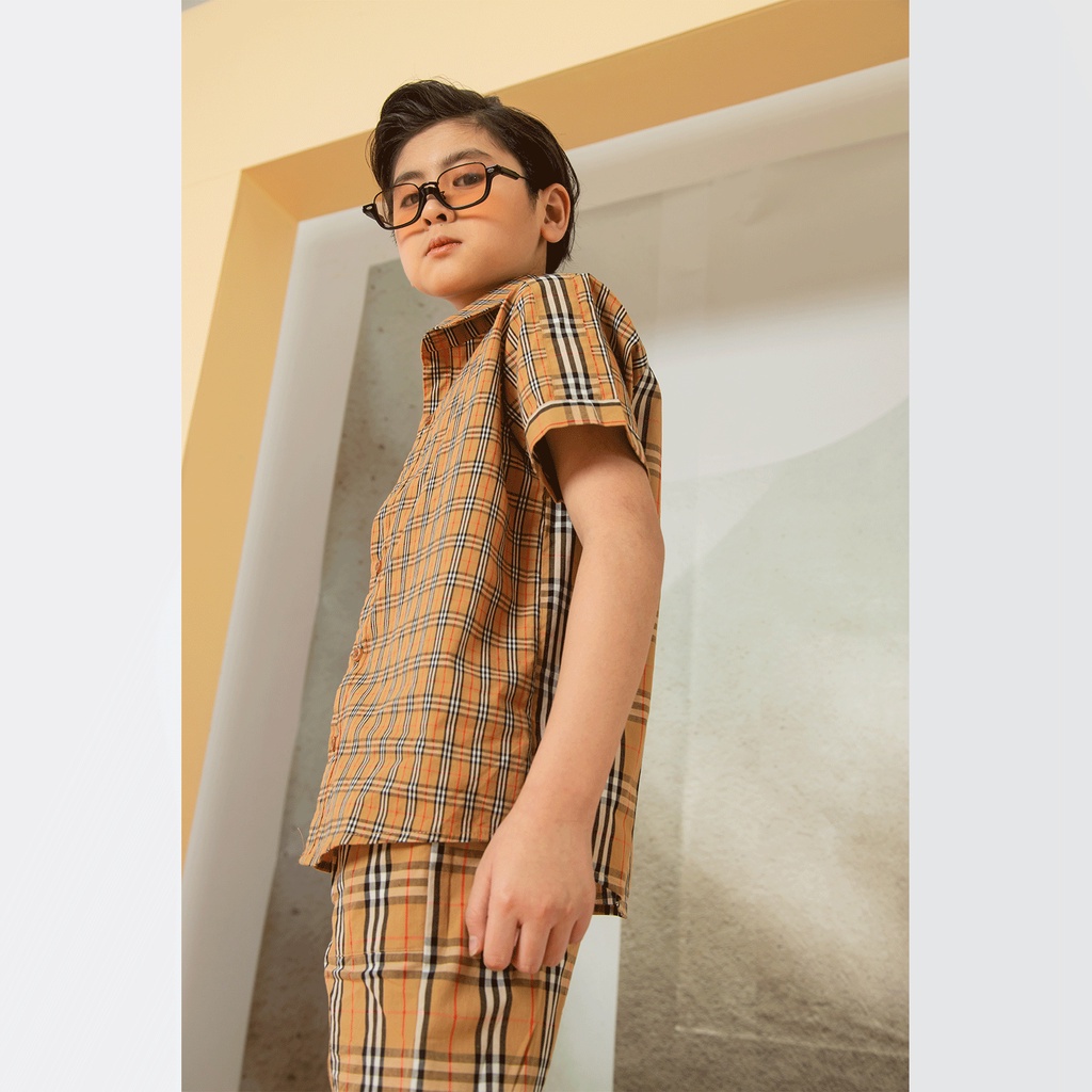Áo sơ mi cộc tay JOOKYLI cho bé trai họa tiết kẻ caro 16B0510