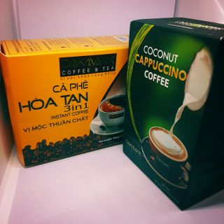 Combo 2 hộp cafe hòa tan 3in1 và cafe capucino dừa hiệu DakMark hộp 306g và 170g