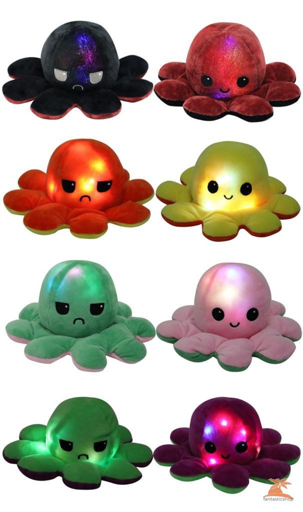 Ready Stock Tik Tok Bạch tuộc nhồi bông cảm xúc - Reversible Octopus plush toy-bạch tuộc cảm xúc Phát sáng sunny1