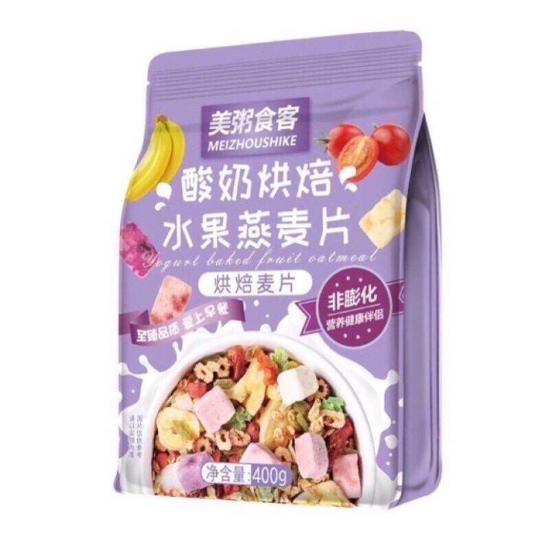 NGŨ CỐC SỮA CHUA MIX HOA QUẢ SẤY 400Gr