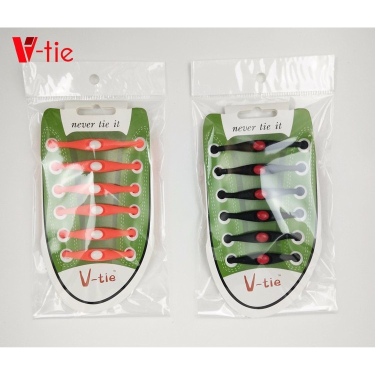 Dây giày cao su đàn hồi thông minh V-tie Shoelace chất liệu silicon thoải mái tiện lợi phong cách bộ 12 dây Chammart