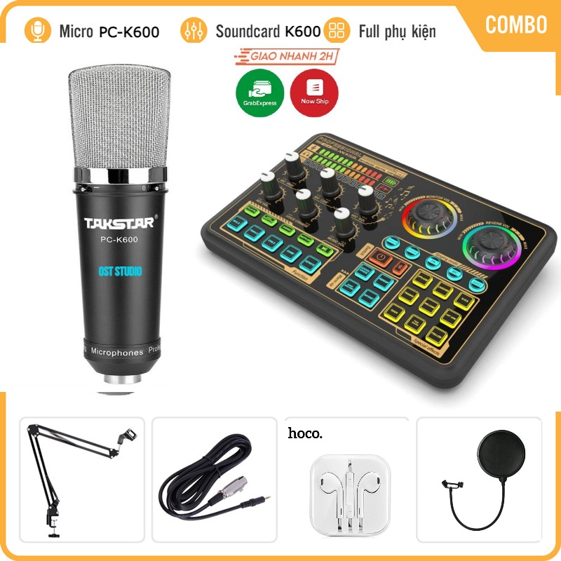Trọn Bộ Sound Card Thu Âm K600 Mic Takstar PC K600. Livestream , Karaoke , Thu Âm Với Âm Thanh Cực Kì Chất Lượng