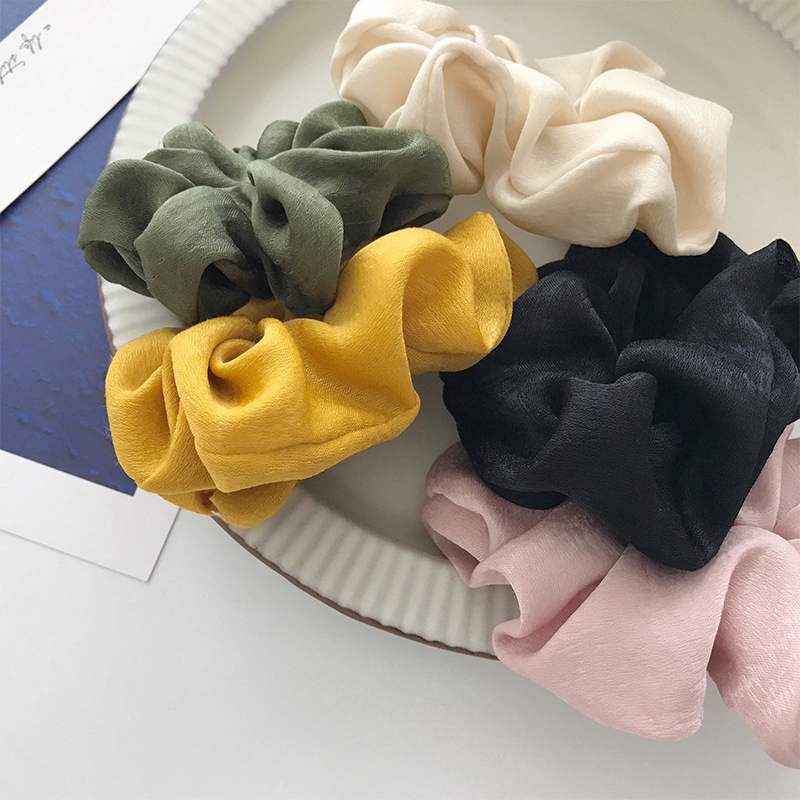 1 Dây Buộc Tóc Vải Satin Màu Trơn Co Giãn Cho Nữ