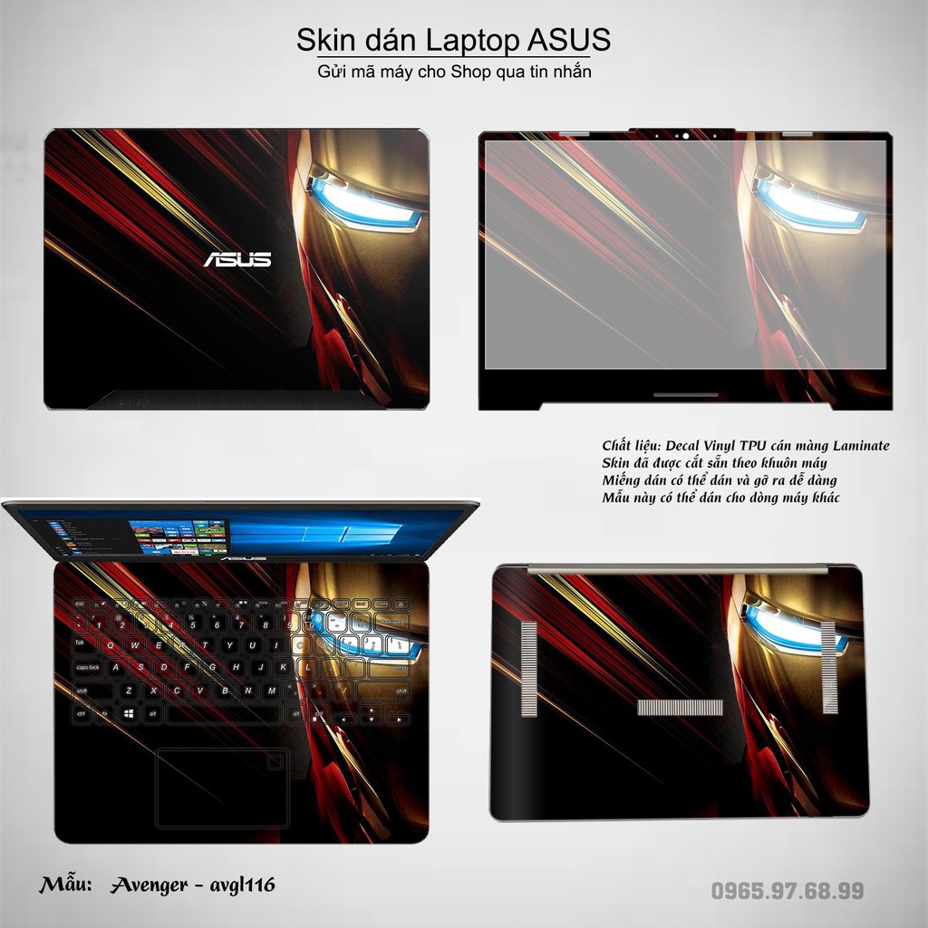 Skin dán Laptop Asus in hình Avenger nhiều mẫu 2 (inbox mã máy cho Shop)