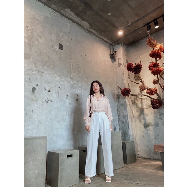 Quần ống rộng nữ xếp li lưng cao Alicia Pants Reverclothings