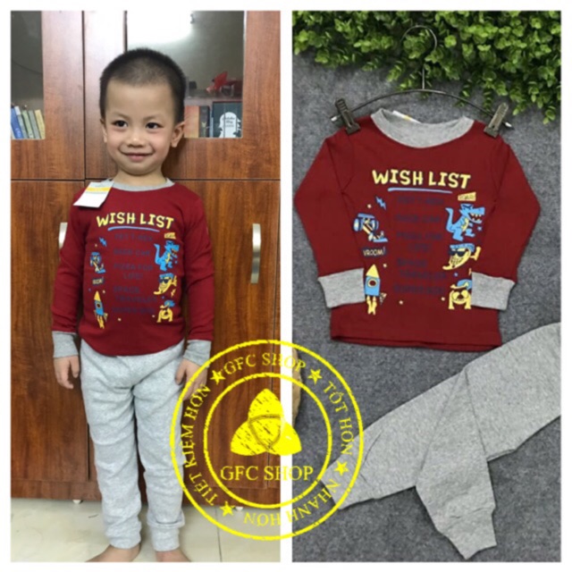 Bộ bozip/borip bé trai đỏ đô 8-21 kg