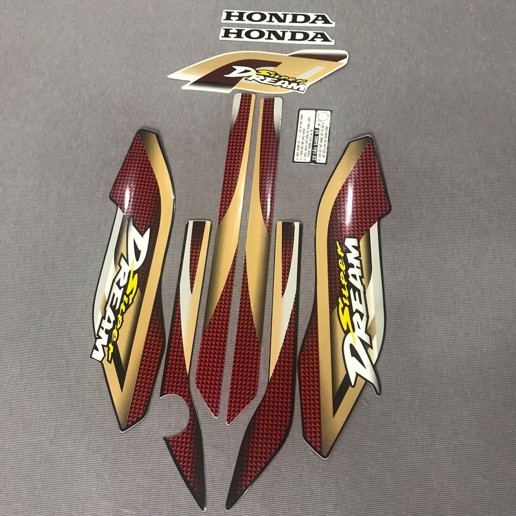 Trọn bộ tem rời dán xe máy Super Dream 2004 caro