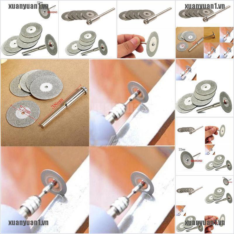 [XUANYUAN1] Hot 5 Lưỡi Cắt Kim Cương Dập Nổi 22mm + 1 Trục Khoan