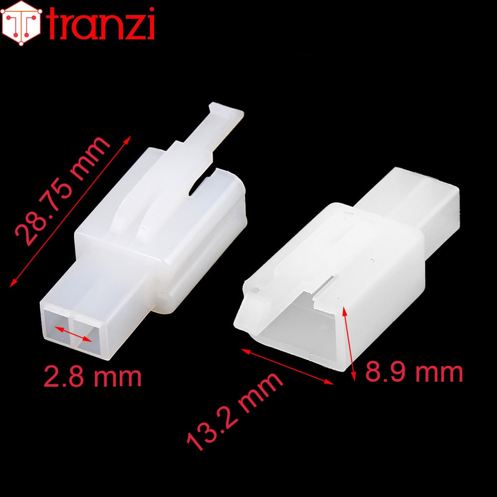 Vỏ header 2.8mm 28050 2P bộ đực cái trắng - túi 10 bộ đực cái