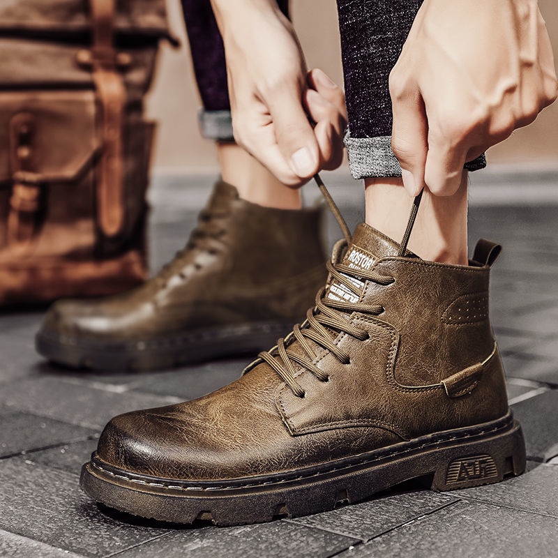 Giày Bốt Da Phong Cách Retro Thời Trang Cho Nam 2021