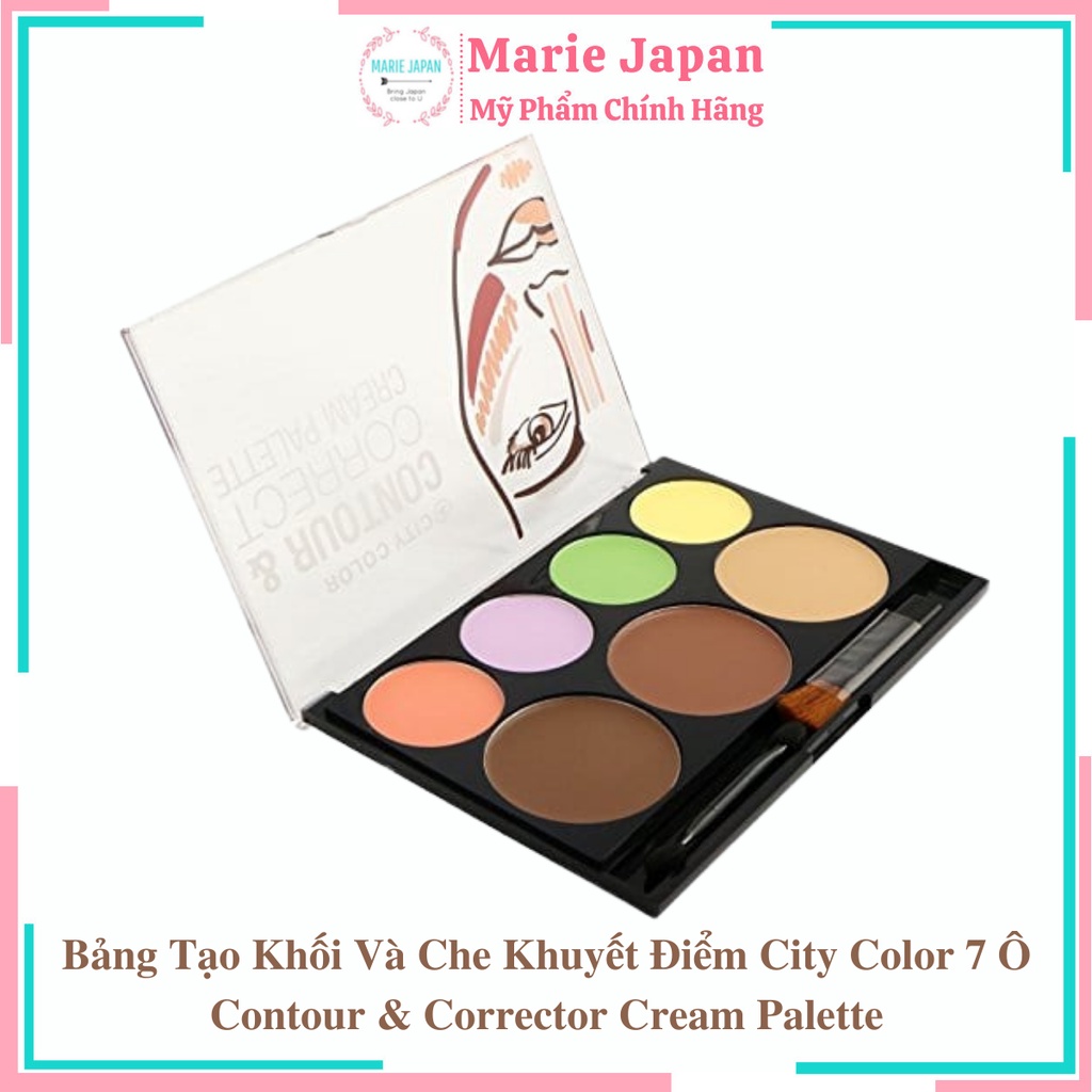 Bảng Tạo Khối Và Che Khuyết Điểm City Color 7 Ô Contour &amp; Corrector Cream Palette