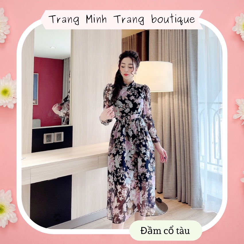 Đầm cổ tàu 🔸 HÀNG LOẠI 1 🔸 đầm dáng xòe chất liệu tơ mềm mại, form tôn dáng siêu hot