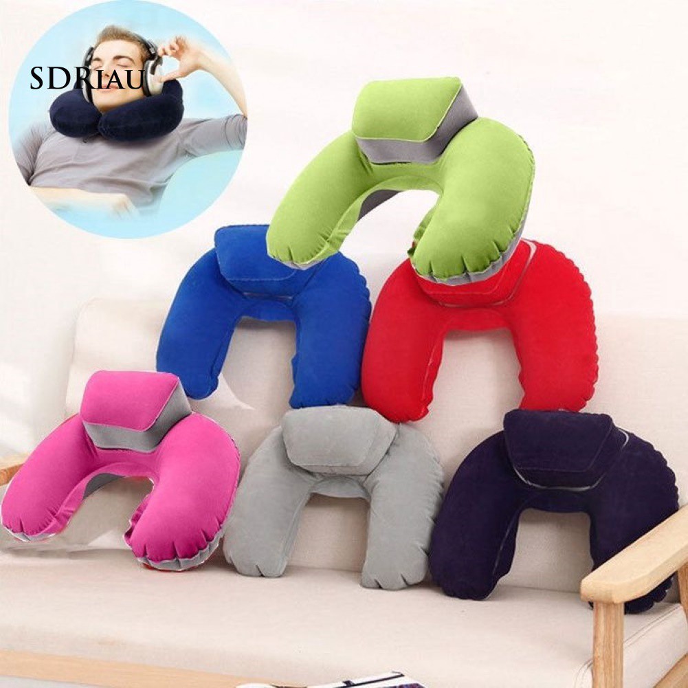 Inflatable Car Plane Travel Soft Head Neck Rest U Shape Pillow Sleep Air Cushion