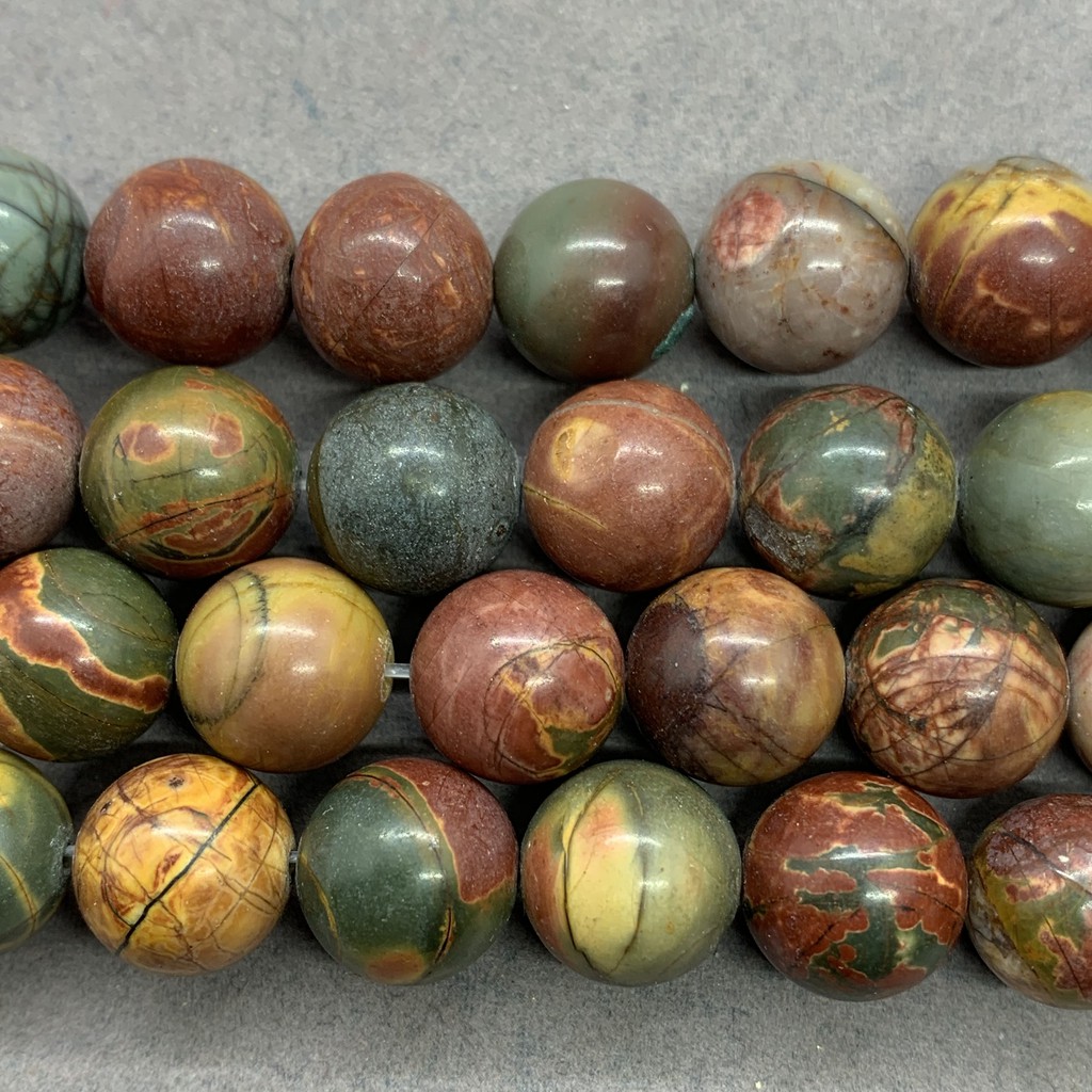 Chuỗi hạt ngọc jasper tự nhiên hình tròn xỏ lỗ 4-12mm dùng để làm dreamcatcher