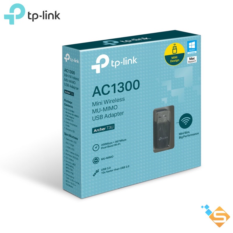 Đầu Thu USB Wi-Fi TP-Link Archer T3U T2U MU-MIMO Nano AC1300Mbps Dùng Cho PC &amp; Laptop - Bảo Hành Chính Hãng 12 Tháng