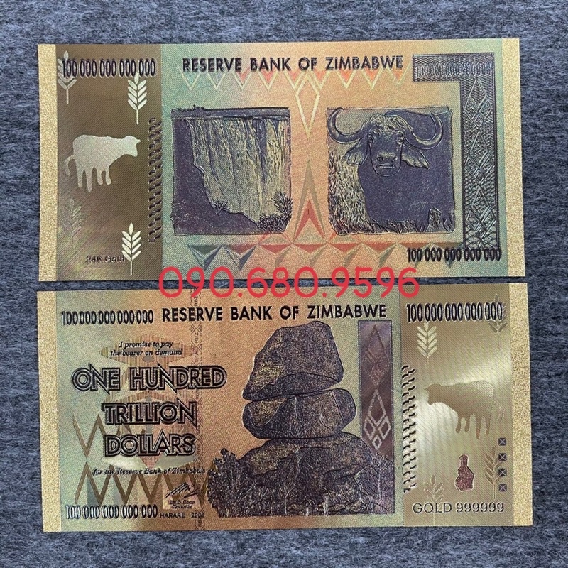 Sỉ 100 Tờ Tiền Kỉ Niệm 100 Ngàn Tỷ Zimbabwe Plastic