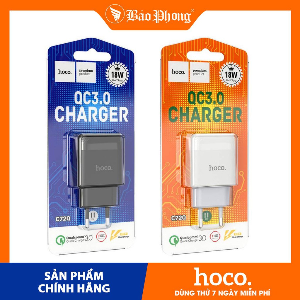 Củ,bộ sạc Hoco C72Q 18w sạc nhanh cốc cóc Dành cho điện thoại iPhone iP Xiaomi Huawei Samsung Oppo Realme giá rẻ bền đẹp