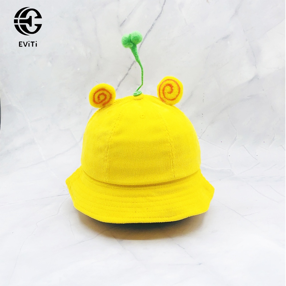 Mũ vành - Nón Bucket  mầm cây tai xoáy.Mũ kaki nhung siêu cute dành cho bé