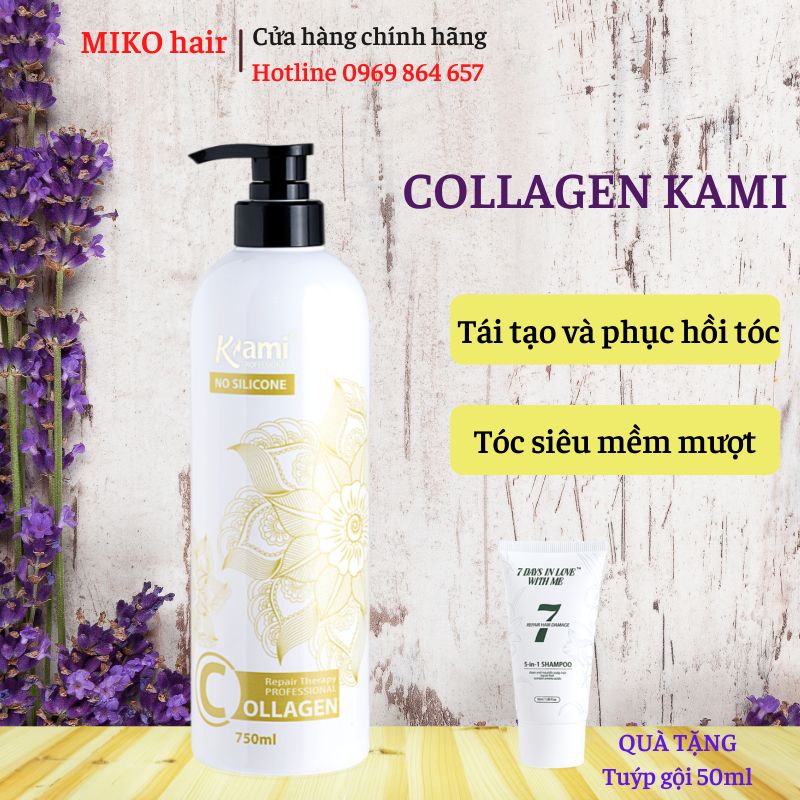 Dầu xả tóc Collagen KAMI siêu phục hồi tái tạo lớp biểu bì tóc 750ml