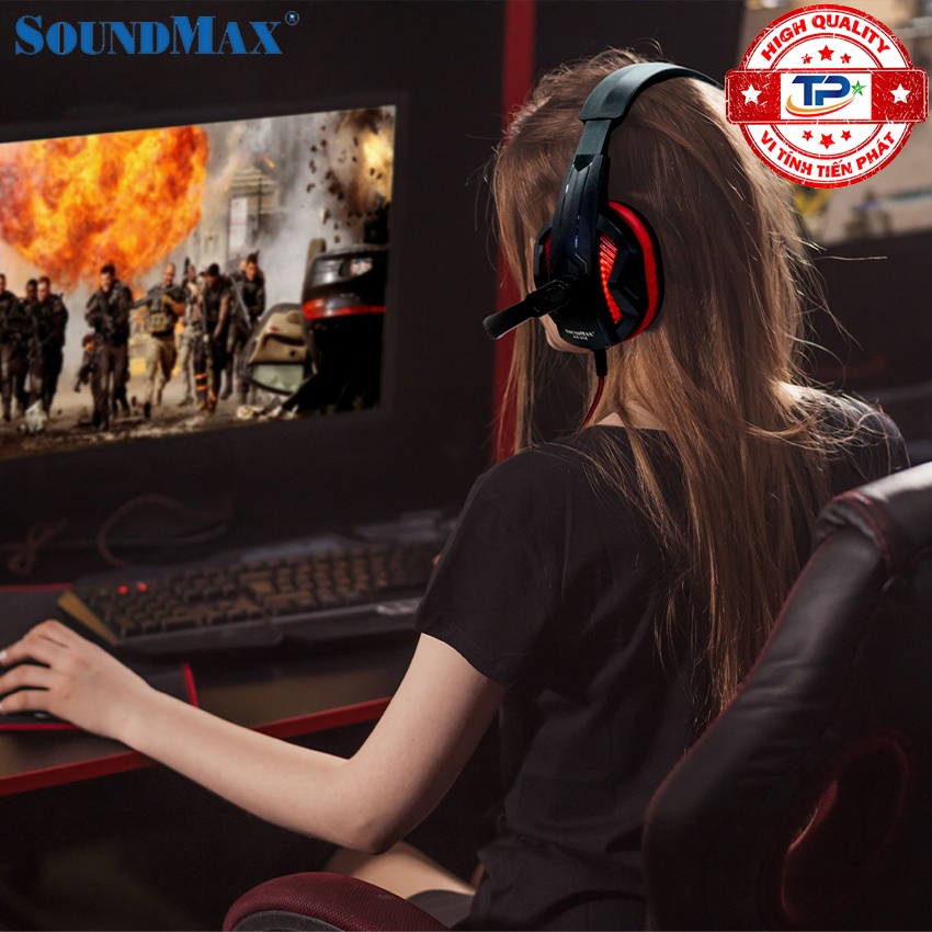 Tai Nghe Chuyên Game Chụp Tai SoundMax AH-314 chuyên nghiệp có Led - Headphone AH314